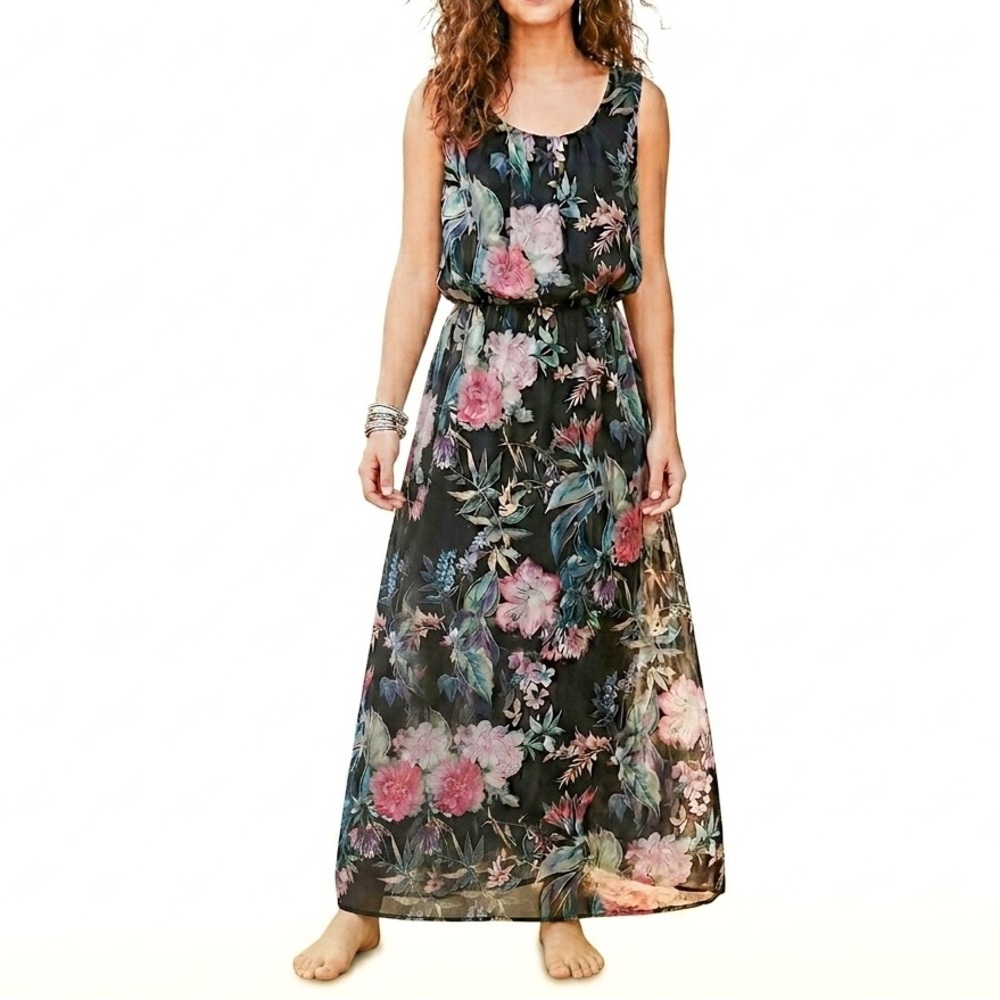 Silk Whimsigoth Italian Botanical Summer Dress BELLAMBRA Maxi Moody Romance